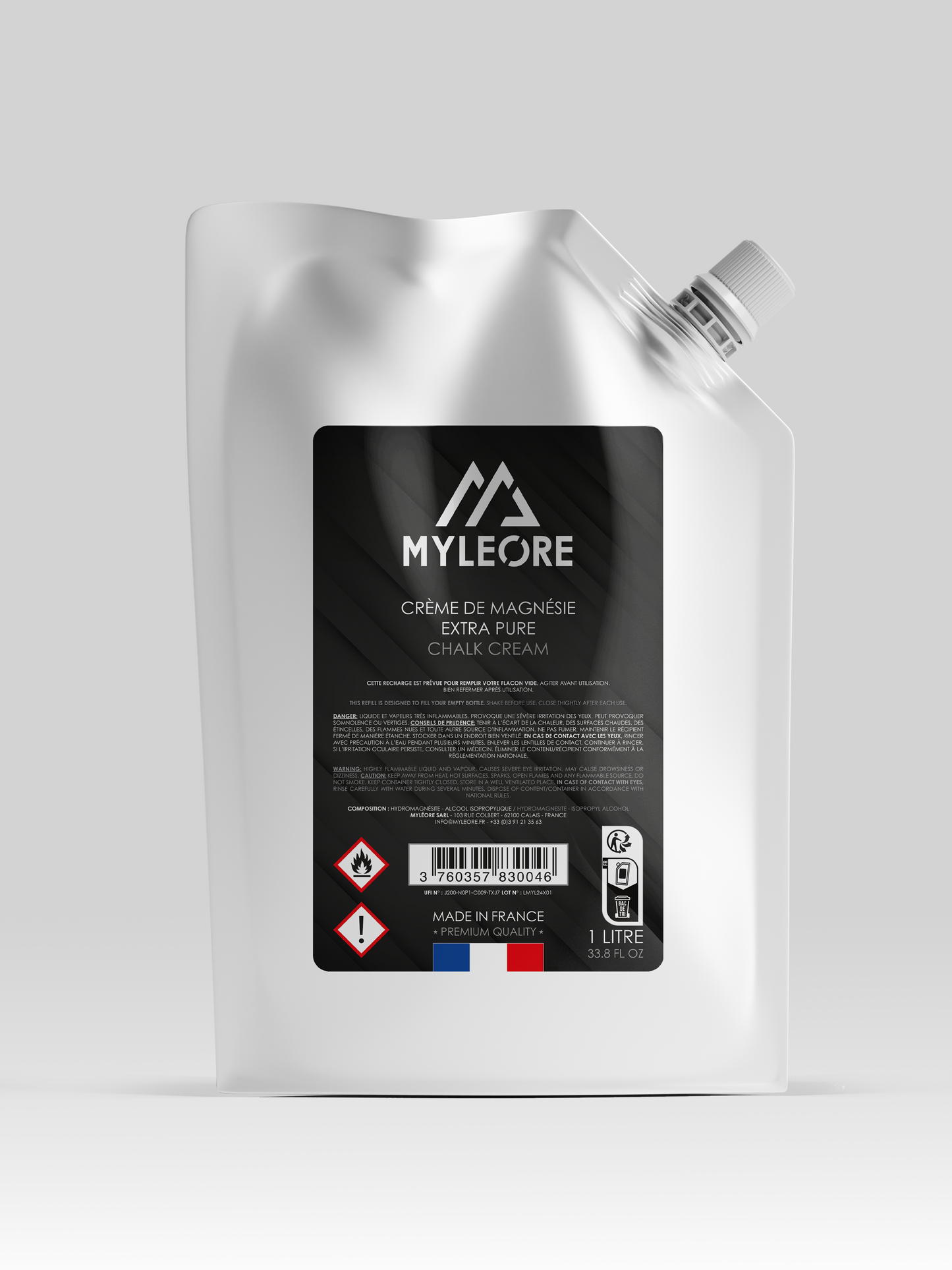 Recharge de crème de magnésie de 1L