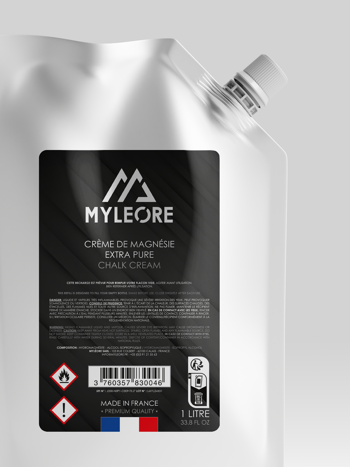 Zoom sur la recharge de crème de magnésie de 1L