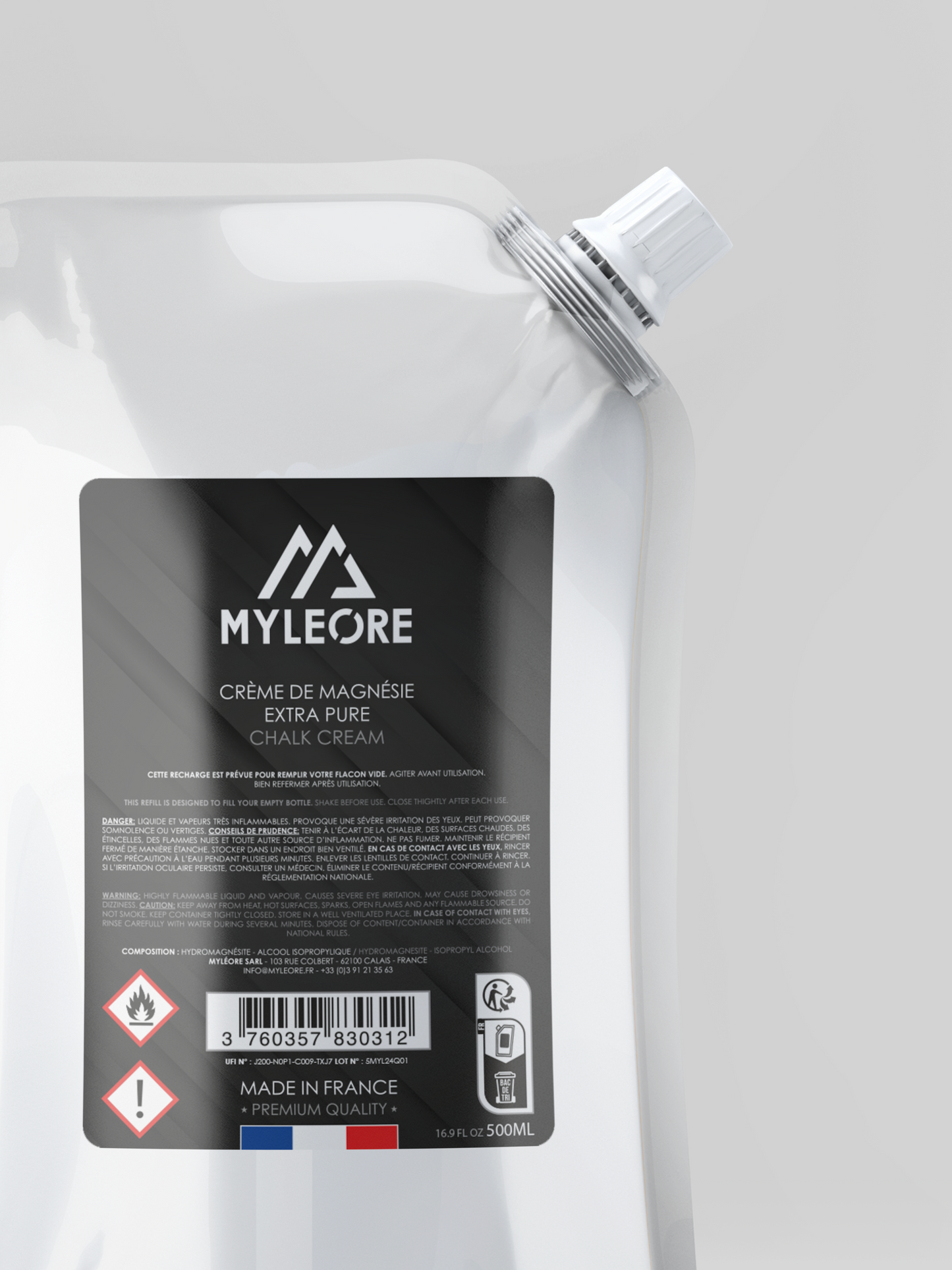 Zoom sur la recharge crème de magnésie en 500ml