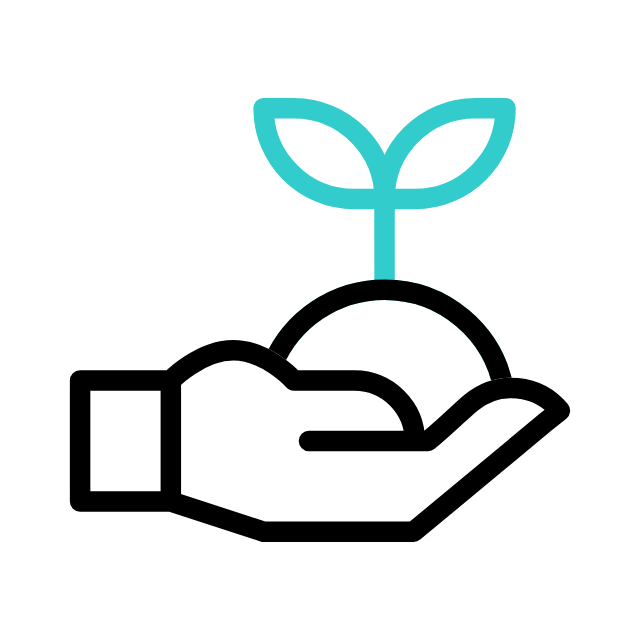 main en mouvement portant une plante pour montrer l'éco-responsabilité